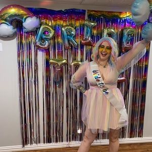 Large rainbow tulle dress! Wore once for bachelorette weekend! So fun!